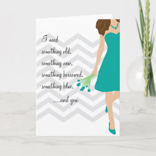Teal Chevron Will You Be My Bridesmaid Invitation
