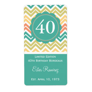 Teal Chevron Wine Label (375 ml)