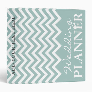 Teal chevron zigzag pattern wedding planner binder