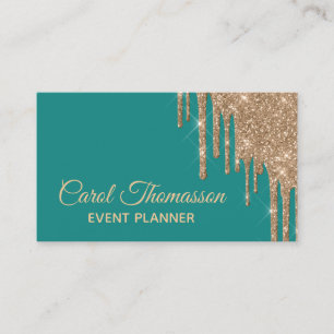 Teal chic avec le carte de visite d'or d'égouttur