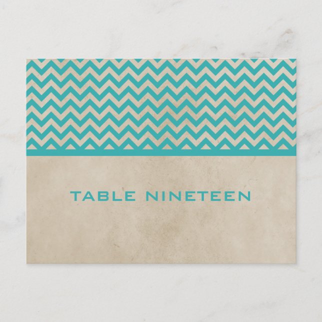 Teal Chic Chevron Table Number Postcard (Front)