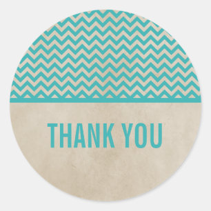 Teal Chic Chevron Thank You Stickers