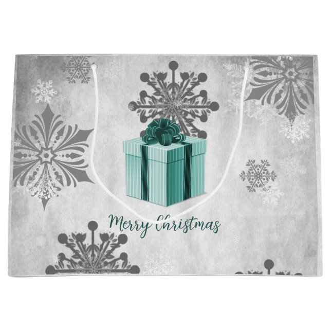 Teal Christmas Gift Holiday Gift Bag (Front)