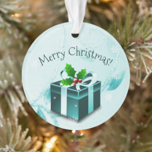 Teal Christmas Gift Ornament