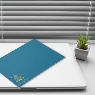 Teal Christmas Gold Tree Peace Joy Hope Corporate  Notepad