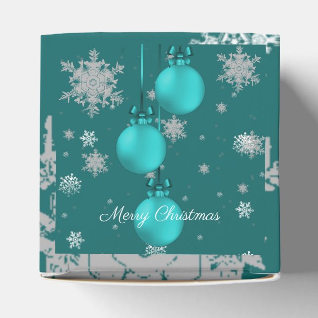 Teal Christmas Ornaments Favour Box (Top)