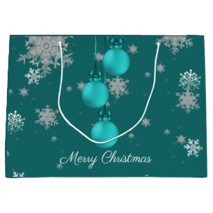 Teal Christmas Ornaments Gift Bag