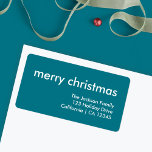 Teal Christmas | Smoke Blue Minimal Return Address Label<br><div class="desc">Simple, stylish "merry christmas" quote return address label with modern typography in white on a steel smoke blue background in a minimalist 'scandi' scandinavian design style. The label can be easily personalized with your own greeting, return name and address to make a truly bespoke christmas holiday label for the festive...</div>