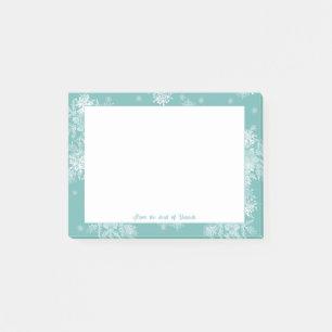 Teal Christmas Snowflakes Personalized Notes