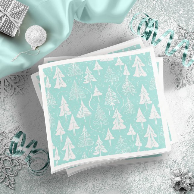 Teal Christmas Tree Pattern#6 ID1009 Napkin (Creator Uploaded)