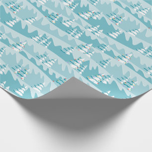 Teal Christmas Trees Wrapping Paper