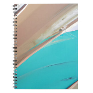 Teal Chrome Abstract Retro Shine Notebook