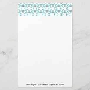 Teal Circle Pattern Personalize Stationery