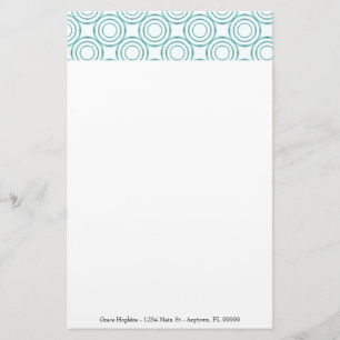 Teal Circle Pattern Personalize Stationery