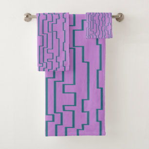 Teal Circuit Lines Bath Towel Set