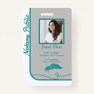 Teal Classic Style Notary Public ID Badge QR Code
