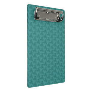 Teal clipboard with a geometric, cube-like pattern