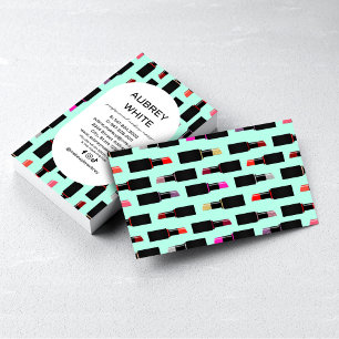 Teal Colourful Lux Lipstick Pattern Makeup Artist Business Card