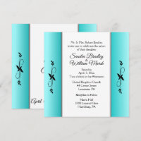 Teal Columns Reception Area Wedding Invitation