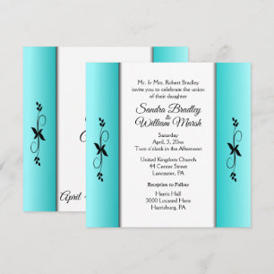 Teal Columns Reception Area Wedding Invitation