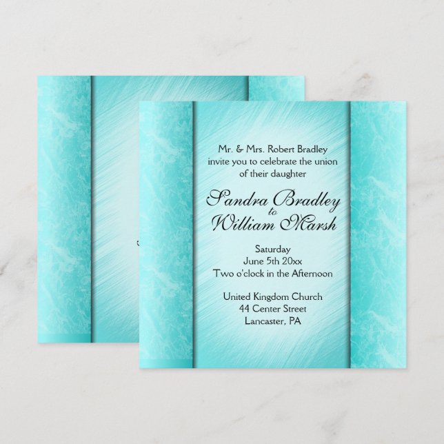 Teal Columns Wedding Invitation (Front/Back)