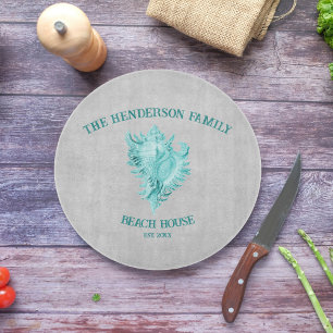 Teal Conch Shell Cutting Board