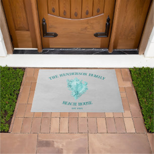 Teal Conch Shell Doormat