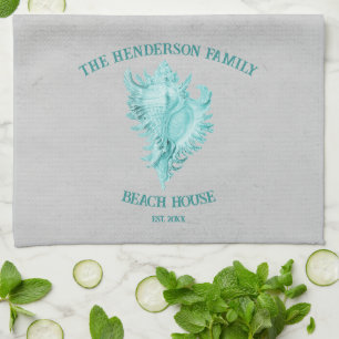 Teal Conch Shell Kitchen Towel