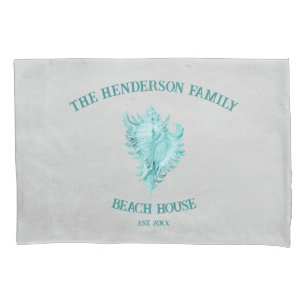 Teal Conch Shell Pillow Case