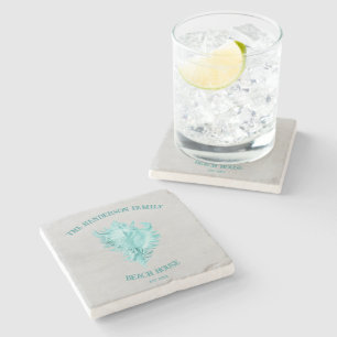 Teal Conch Shell Stone Coaster