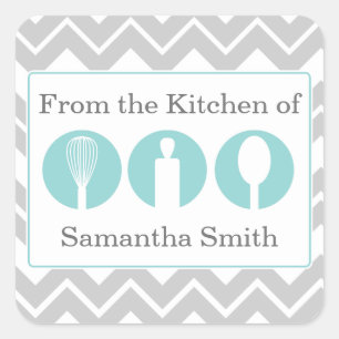 Teal Cooking Utensils Trio Kitchen Labels