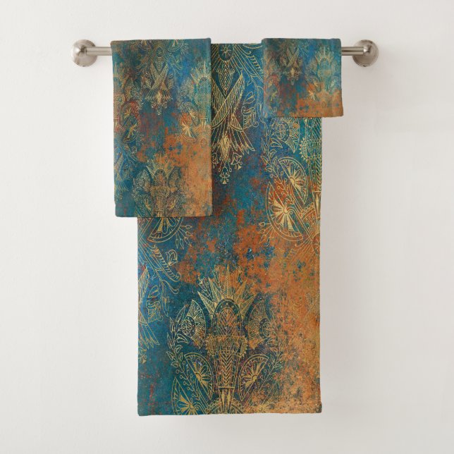 Teal Cooper Patina    Bath Towel Set (Insitu)