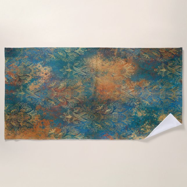 Teal Cooper Patina  Beach Towel (Front)