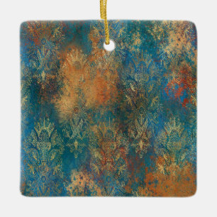 Teal Cooper Patina  Ceramic Ornament