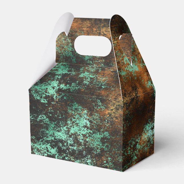 Teal Cooper Patina Metallic Favor Box (Front Side)