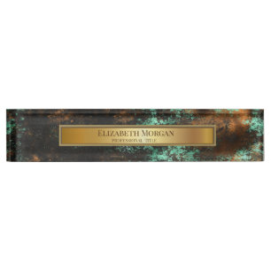Teal Cooper Patina Metallic Nameplate