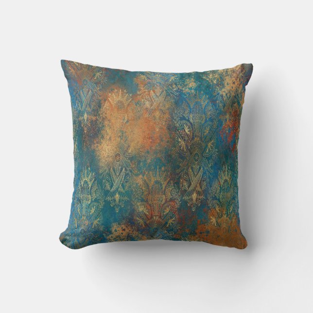Teal Cooper Patina  Throw Pillow (Front)