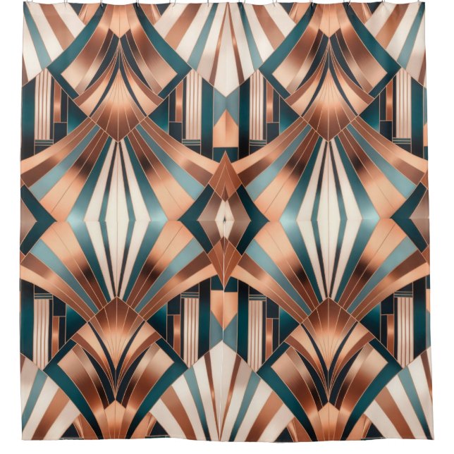 Teal Copper Geometric Skyscraper Neo Art Deco (Front)