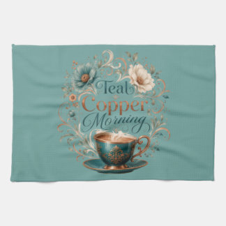 Teal Copper Morning Serving Tray Kitchen Towel