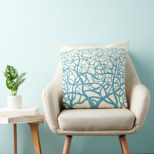 Teal Coral and Choose Any Custom Colour Pillow