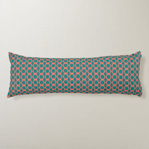 Teal Coral Hexagon Pattern Body Pillow