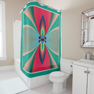 Teal Coral Mirror Symmetry Abstract Art
