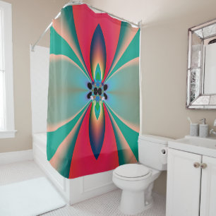 Teal Coral Mirror Symmetry Abstract Art