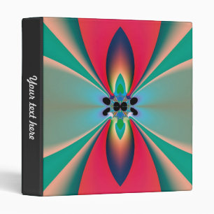 Teal Coral Mirror Symmetry Abstract Art Binder