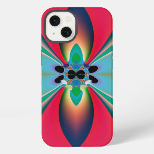 Teal Coral Mirror Symmetry Abstract Art iPhone 13 Case