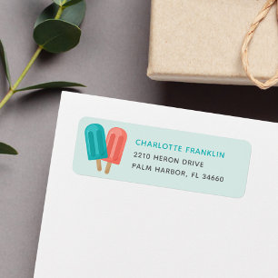 Teal & Coral Summer Popsicle Return Address
