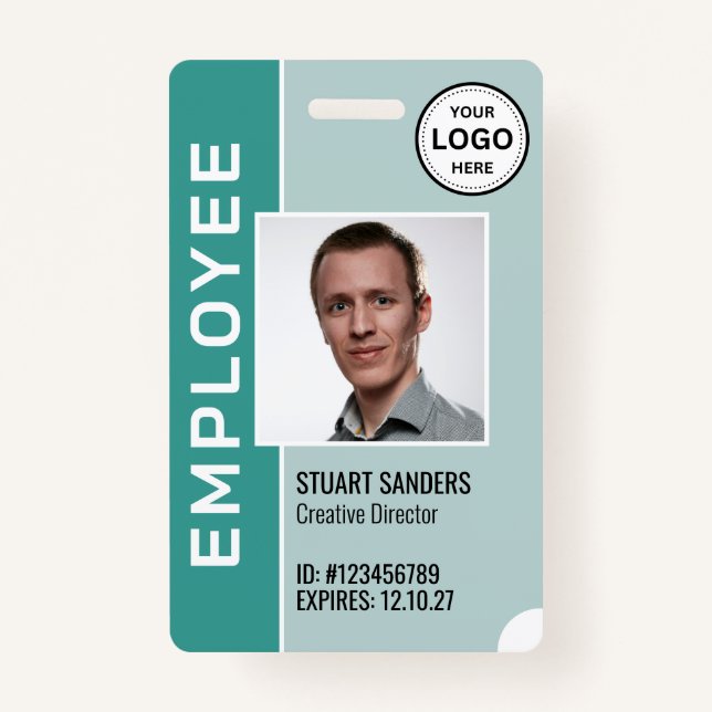 Teal Corporate Logo Employee Photo Badge (Front)