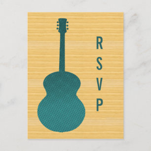 Teal Country Guitar RSVP Postcard