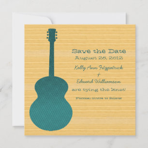 Teal Country Guitar Save the Date Invite