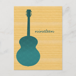 Teal Country Guitar Table Number Postcard